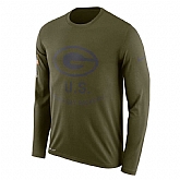 Men's Green Bay Packers Nike Salute to Service Sideline Legend Performance Long Sleeve T-Shirt Olive,baseball caps,new era cap wholesale,wholesale hats